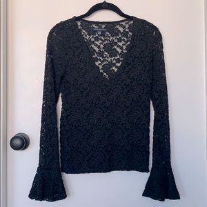 American Eagle Lace V-Neck Long Sleeve Blouse
